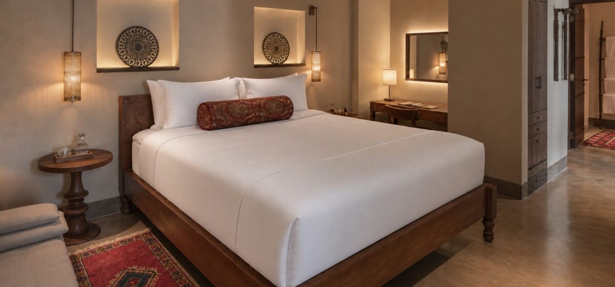 Serene Moroccan Inspired Hotel Bedroom