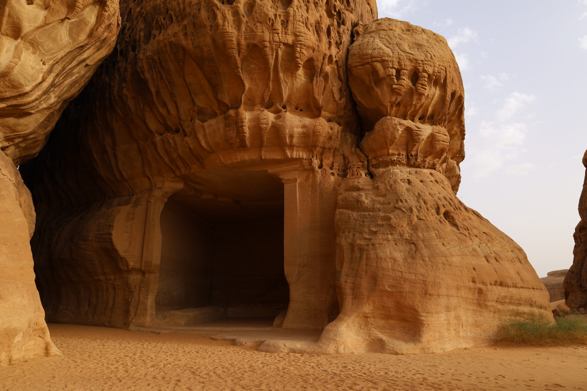 ancient rock formations in desert landscape utc
